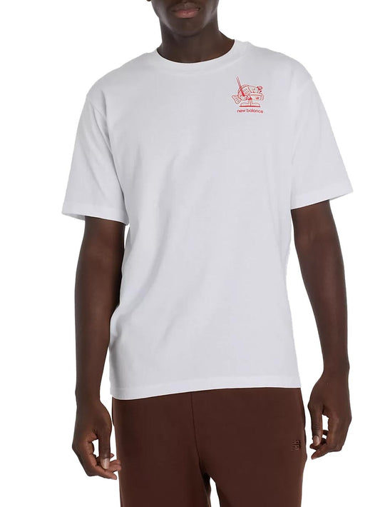 ramen New Balance T-shirt Uomo Mt61h51d Bianco