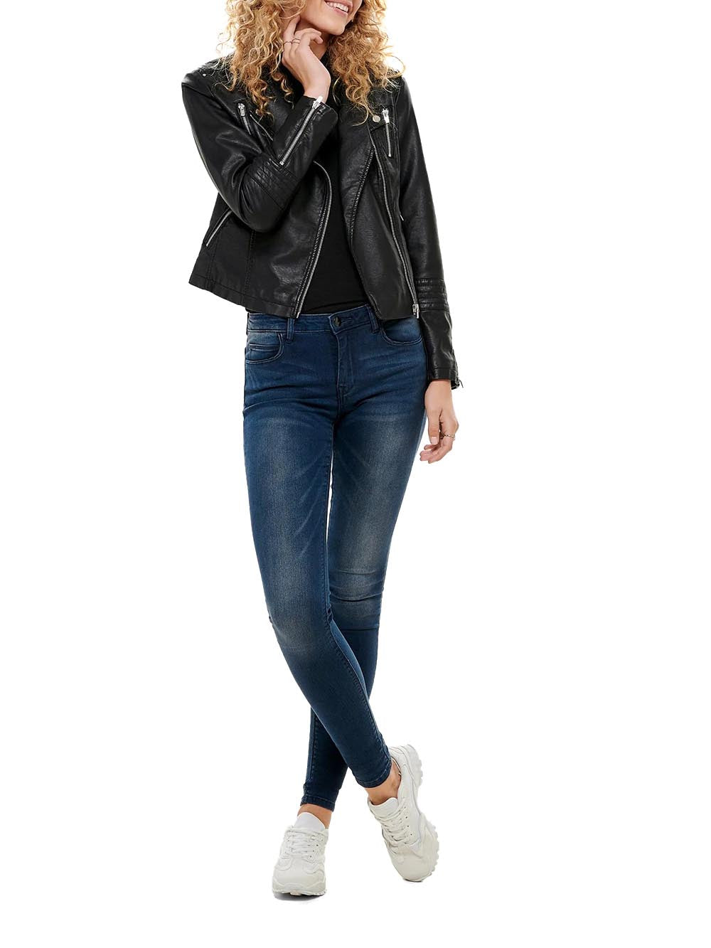 gemma faux leather biker otw Only Giubbino Donna 15153079 Nero