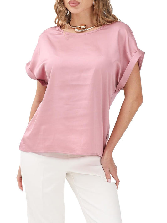 lieke s/s satin mix Only T-shirt Donna 15303413 Rosa