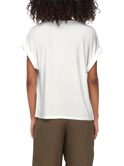 lieke s/s satin mix Only T-shirt Donna 15303413 Bianco