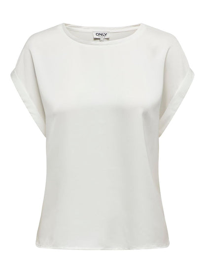 lieke s/s satin mix Only T-shirt Donna 15303413 Bianco