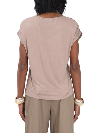 lieke s/s satin mix Only T-shirt Donna 15303413 Tortora