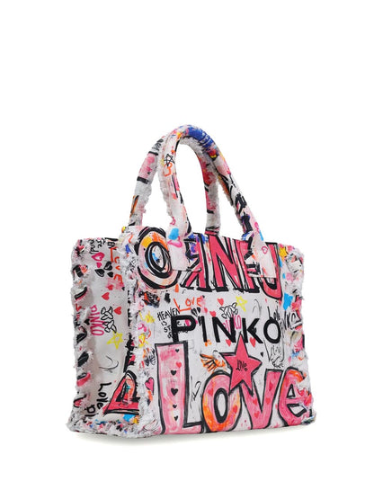 BEACH SHOPPER CANVAS STAMPA GR Pinko Borsa Shopper Donna 106673 A3b6 Bianco multicolor