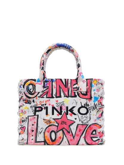 BEACH SHOPPER CANVAS STAMPA GR Pinko Borsa Shopper Donna 106673 A3b6 Bianco multicolor