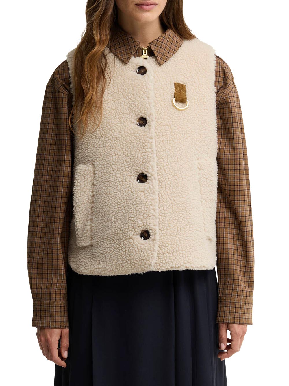 BOWES FLEECE GILET Barbour Smanicato Donna Lgi0228 Panna