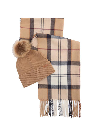 DOVER BEANIE & HAILES SCARF Barbour Set Cappello & Sciarpa Donna Lgs0054 Beige