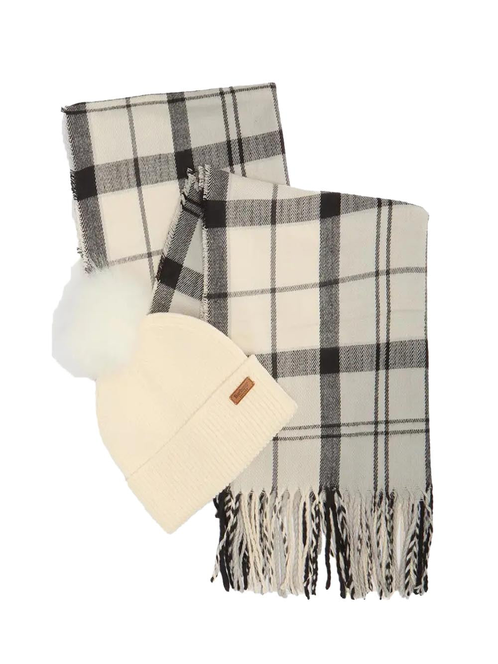 DOVER BEANIE & HAILES SCARF Barbour Set Cappello & Sciarpa Donna Lgs0054 Grigio/panna
