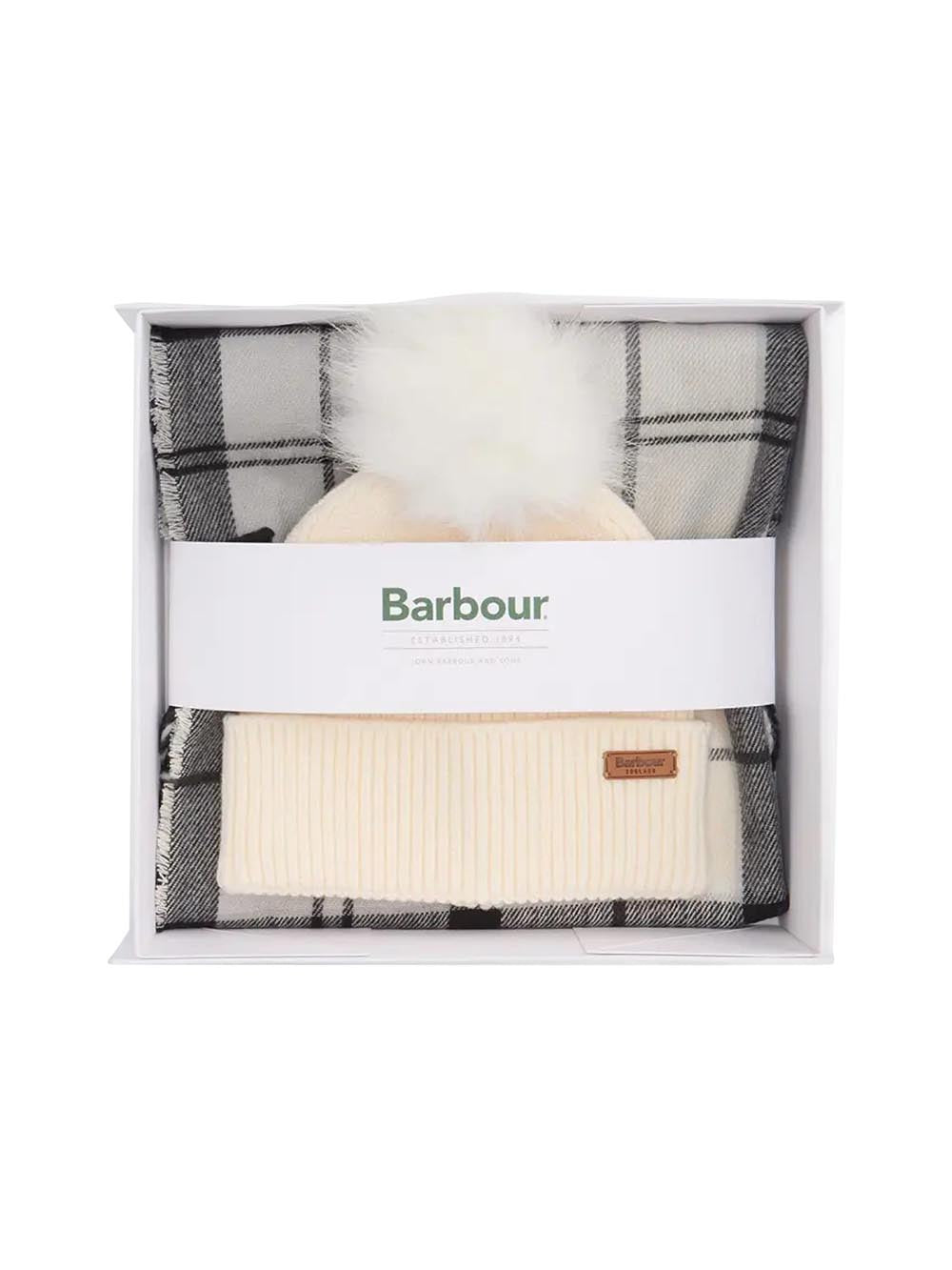 DOVER BEANIE & HAILES SCARF Barbour Set Cappello & Sciarpa Donna Lgs0054 Grigio/panna