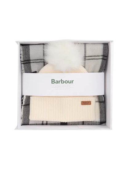 DOVER BEANIE & HAILES SCARF Barbour Set Cappello & Sciarpa Donna Lgs0054 Grigio/panna