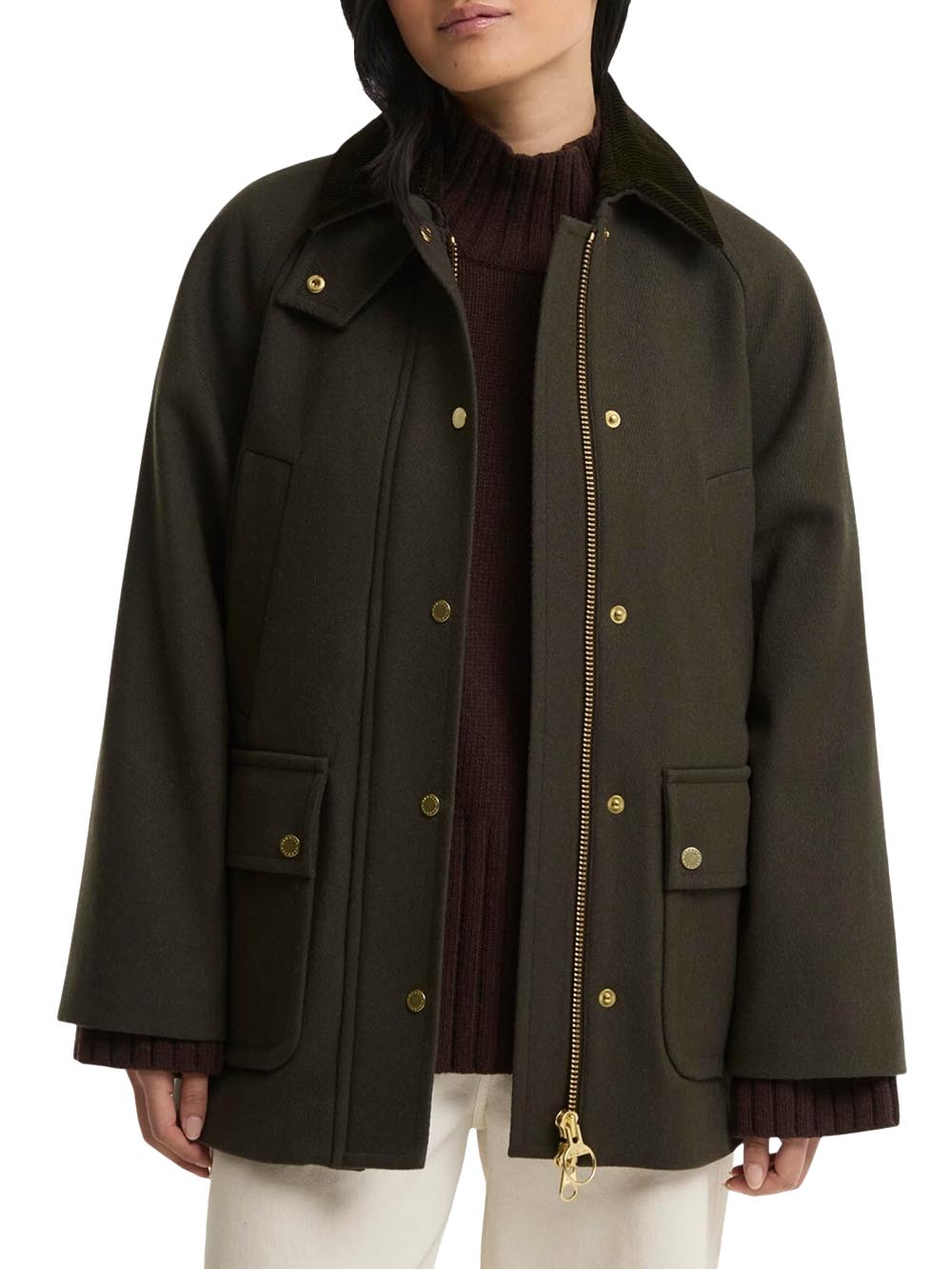 WOMENS BEDALE WOOL COAT Barbour Giubbino Donna Lwo0260 Verde oliva