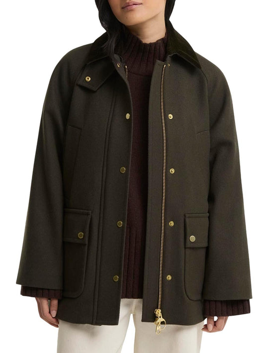 WOMENS BEDALE WOOL COAT Barbour Giubbino Donna Lwo0260 Verde oliva