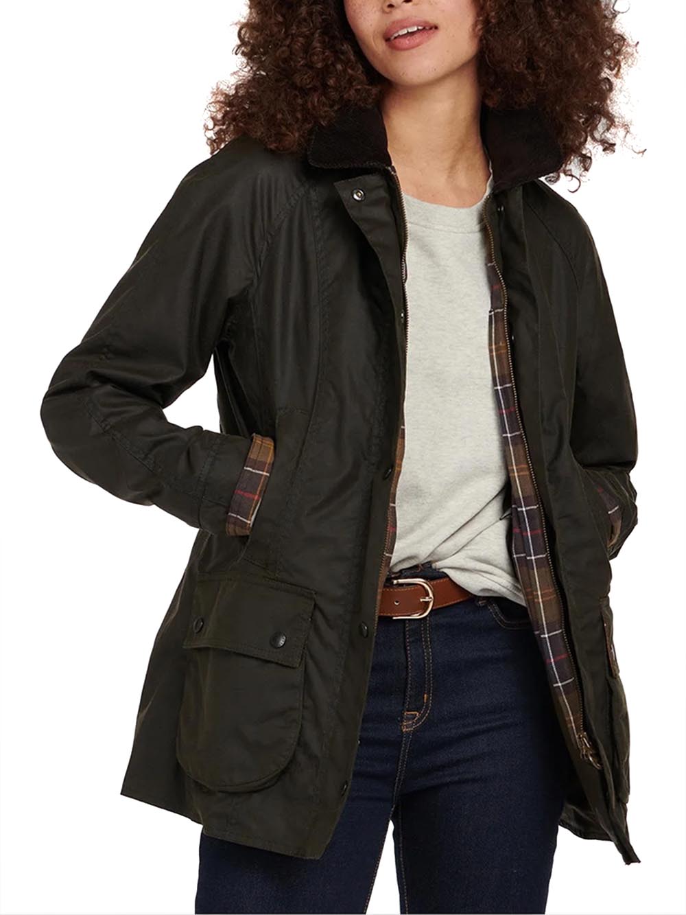 CLASSIC BEADNELL WAX JACKET Barbour Giubbino Donna Lwx0668 Verde oliva