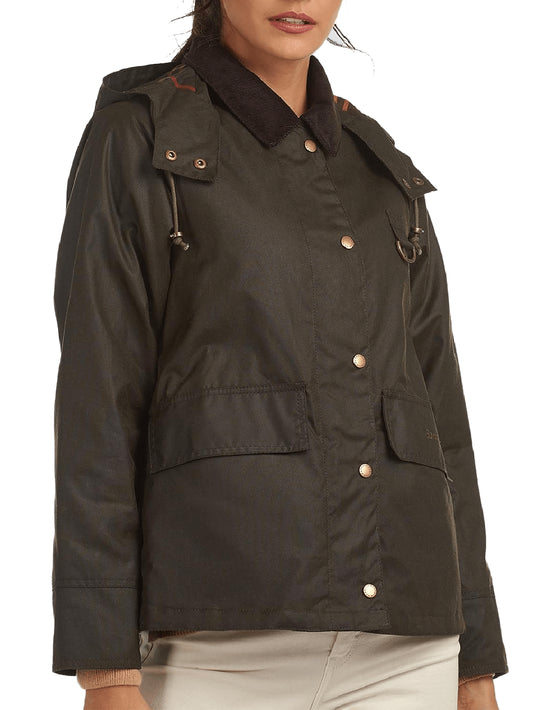 AVON WAX Barbour Giubbino Donna Lwx1081 Verde oliva