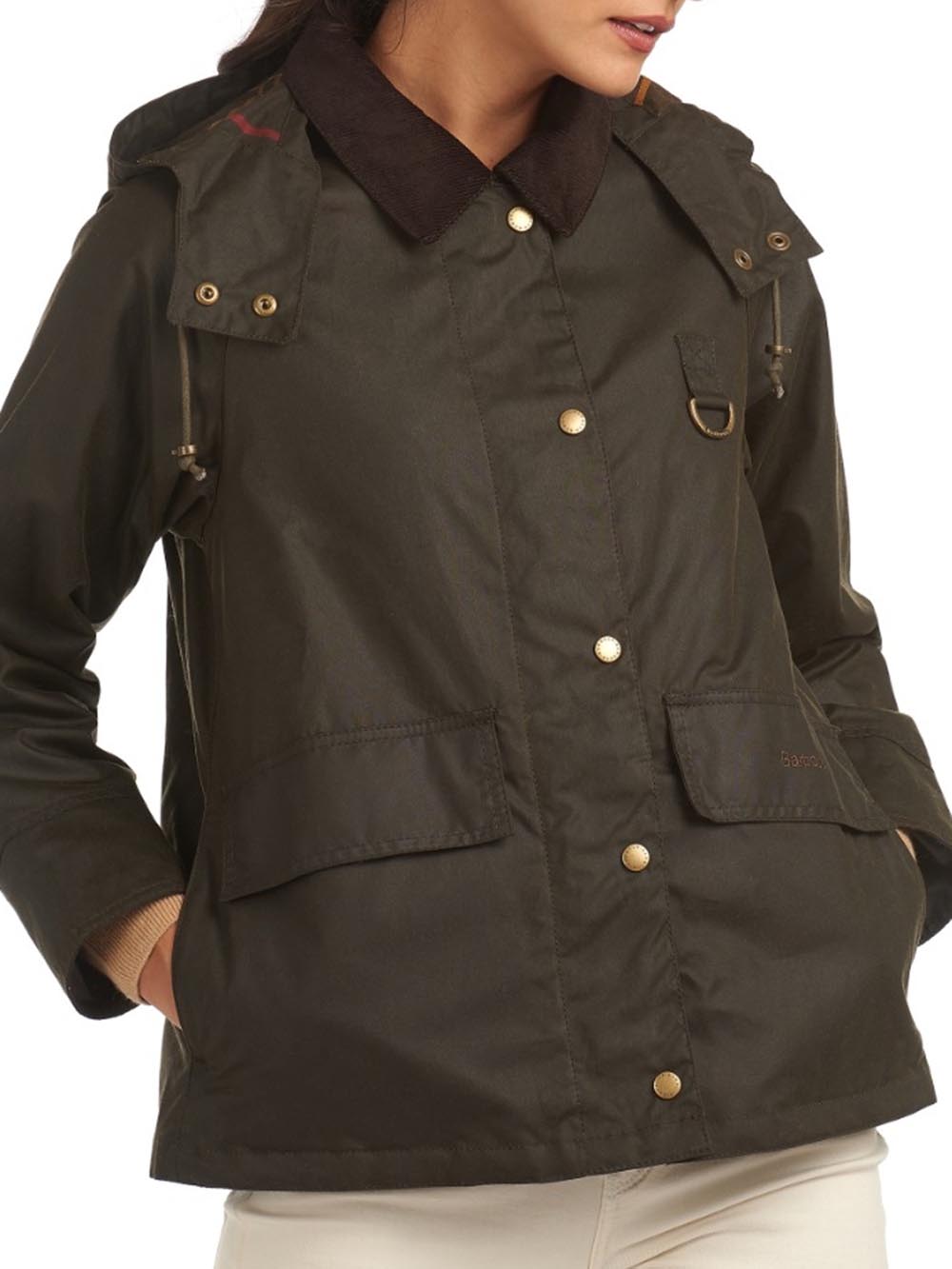 AVON WAX Barbour Giubbino Donna Lwx1081 Verde oliva