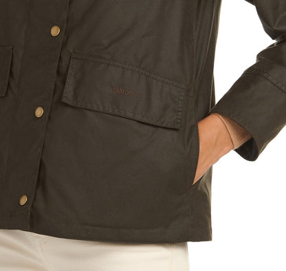 AVON WAX Barbour Giubbino Donna Lwx1081 Verde oliva