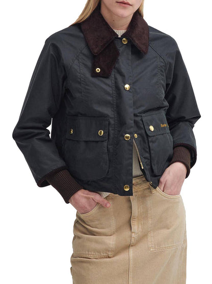 CROPPED BEADNELL WAX Barbour Giubbino Donna Lwx1403 Verde scuro