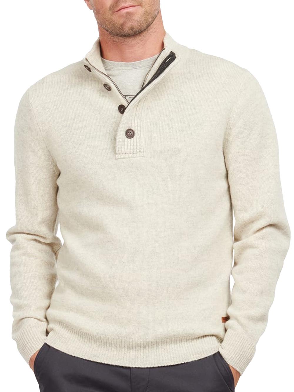 ESSENTIAL PATCH HALF ZIP Barbour Maglia Uomo Mkn0585 Grigio chiaro