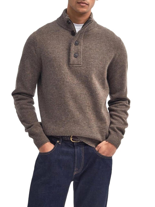 ESSENTIAL PATCH HALF ZIP Barbour Maglia Uomo Mkn0585 Marrone