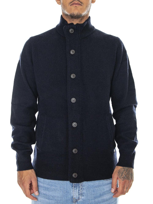 ESSENTIAL PATCH ZIP THROUGH Barbour Maglia Uomo Mkn0731 Blu