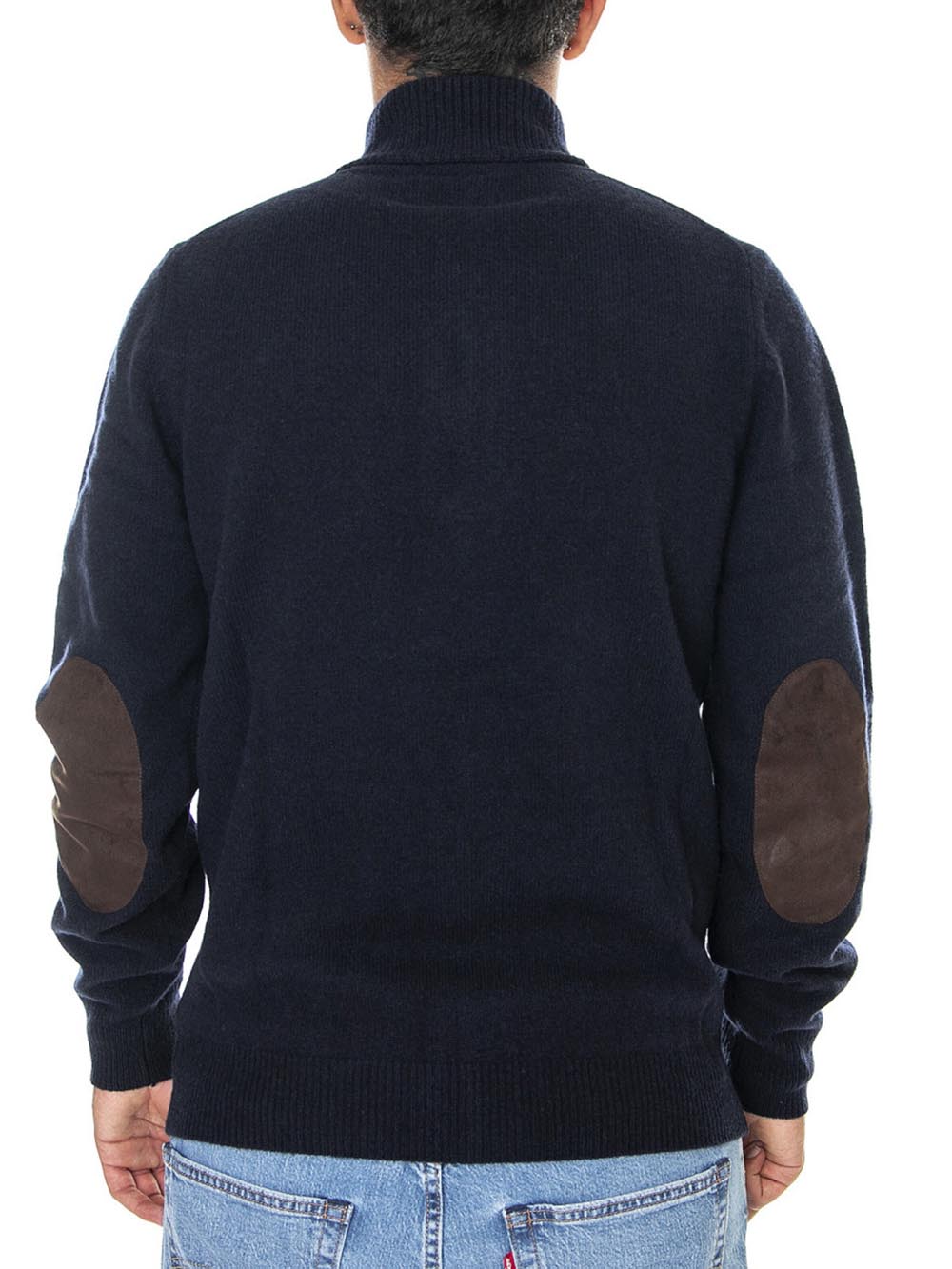 ESSENTIAL PATCH ZIP THROUGH Barbour Maglia Uomo Mkn0731 Blu