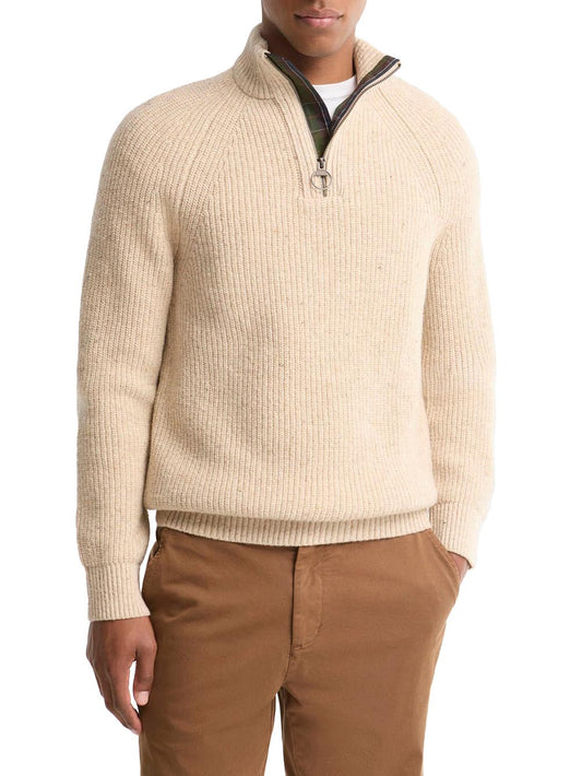 ESSENTIALS FLECK HALF ZIP Barbour Maglia Uomo Mkn1757 Panna