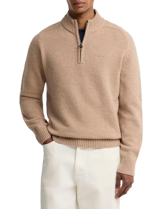 NEWTOWN HALF ZIP KNIT JUMPER Barbour Maglia Uomo Mkn1774 Beige