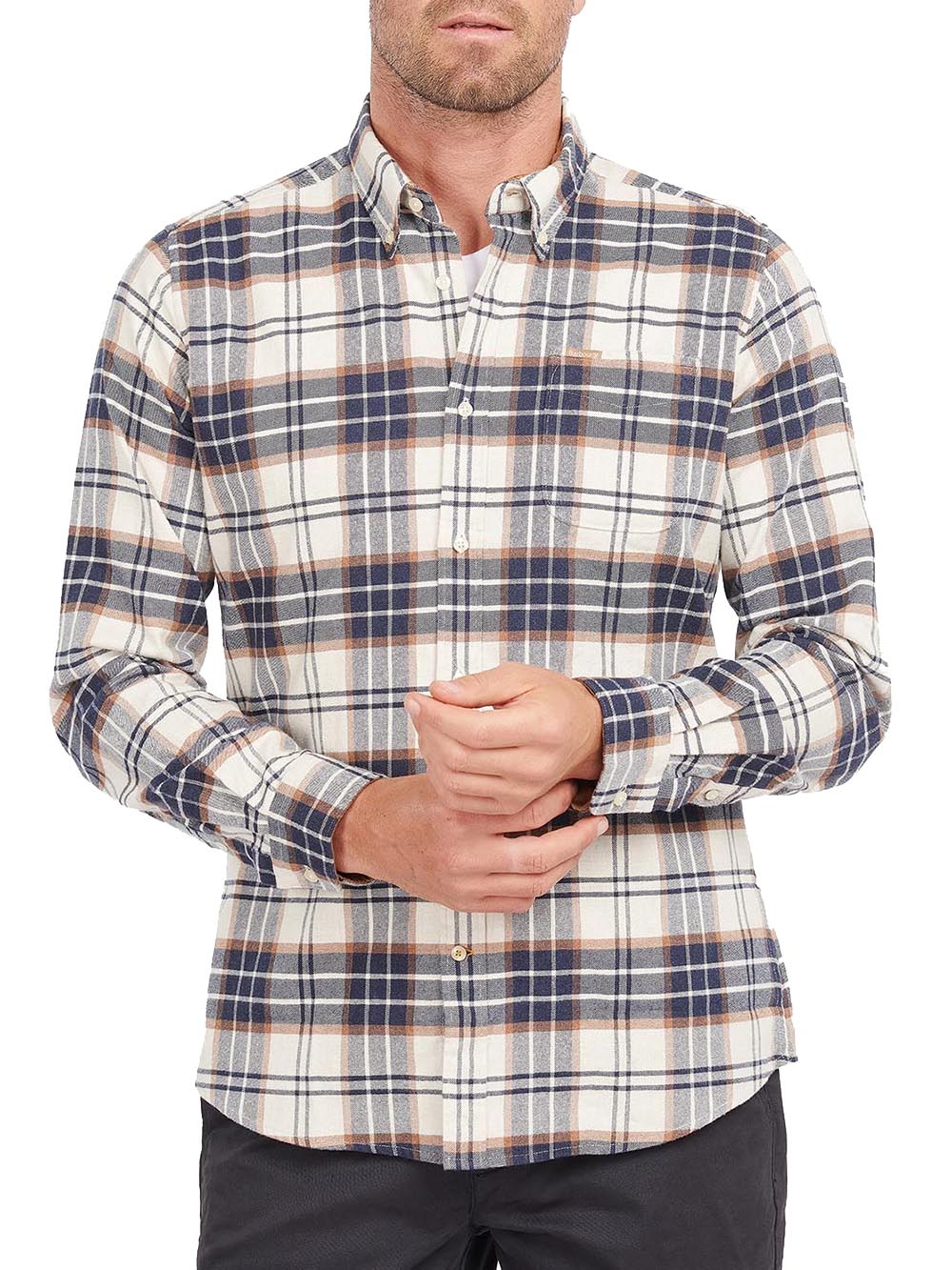 PORTDOWN TAILORED SHIRT Barbour Camicia Uomo Msh5035 Beige/blu