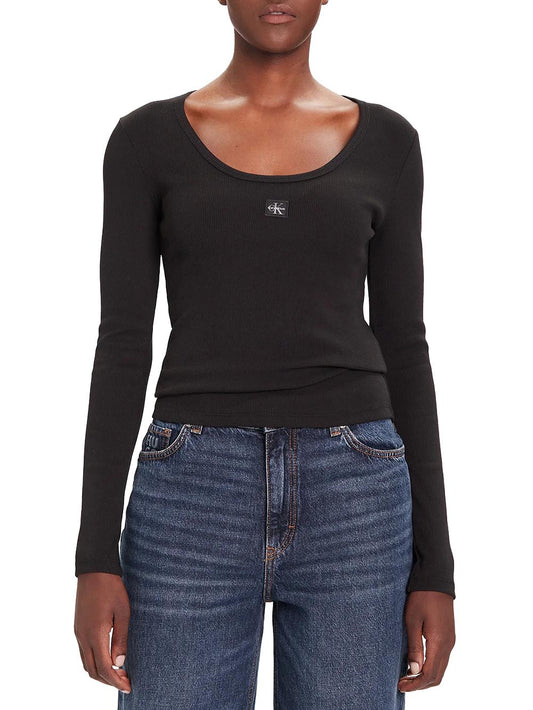 Calvin Klein Jeans T-shirt Donna Lv047d218g Nero