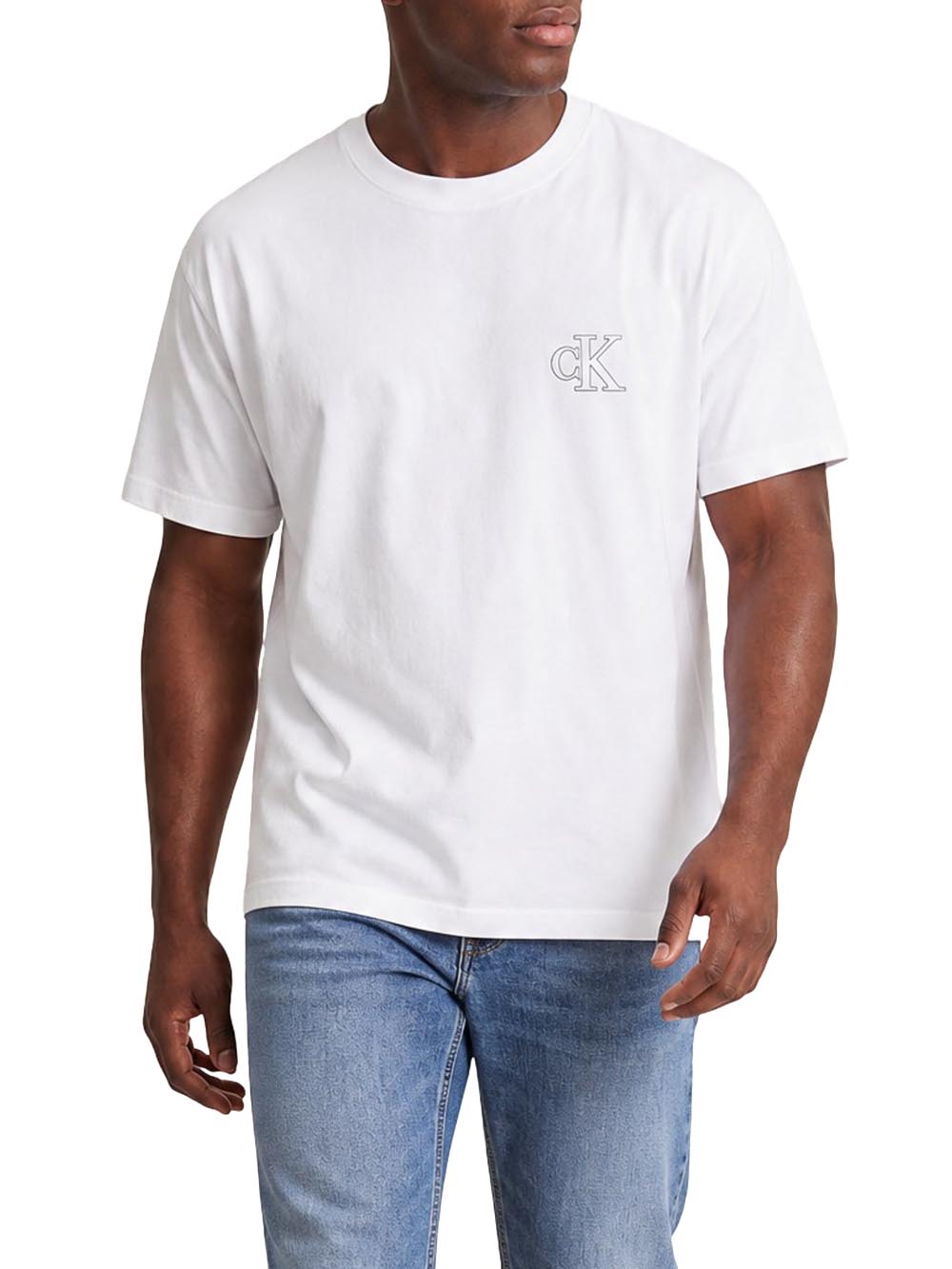 Calvin Klein Jeans T-shirt Uomo Lv04rg220g Bianco