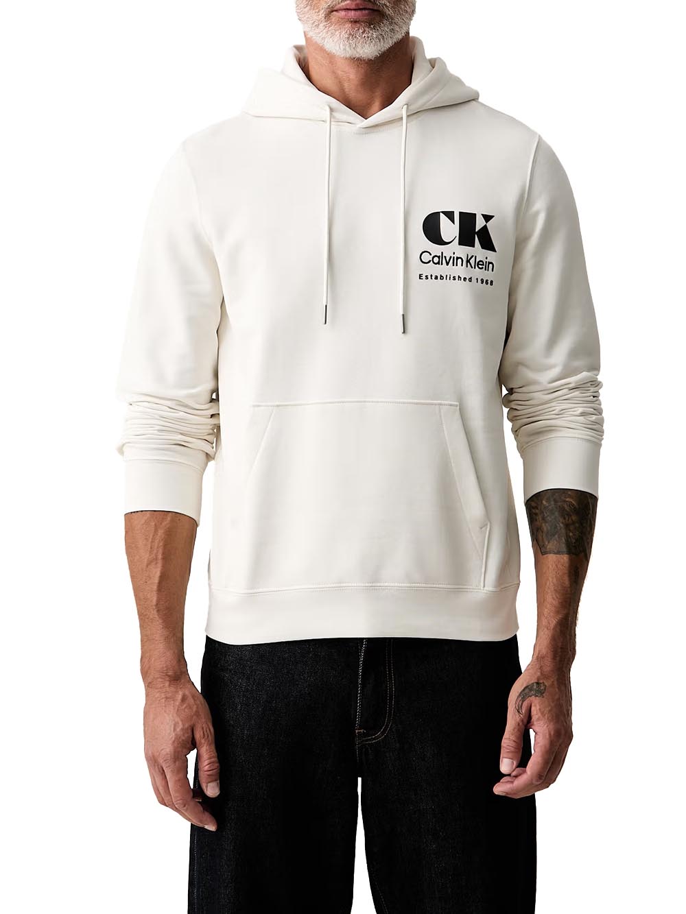 Calvin Klein Jeans Felpa Uomo Lv04rg273g Panna