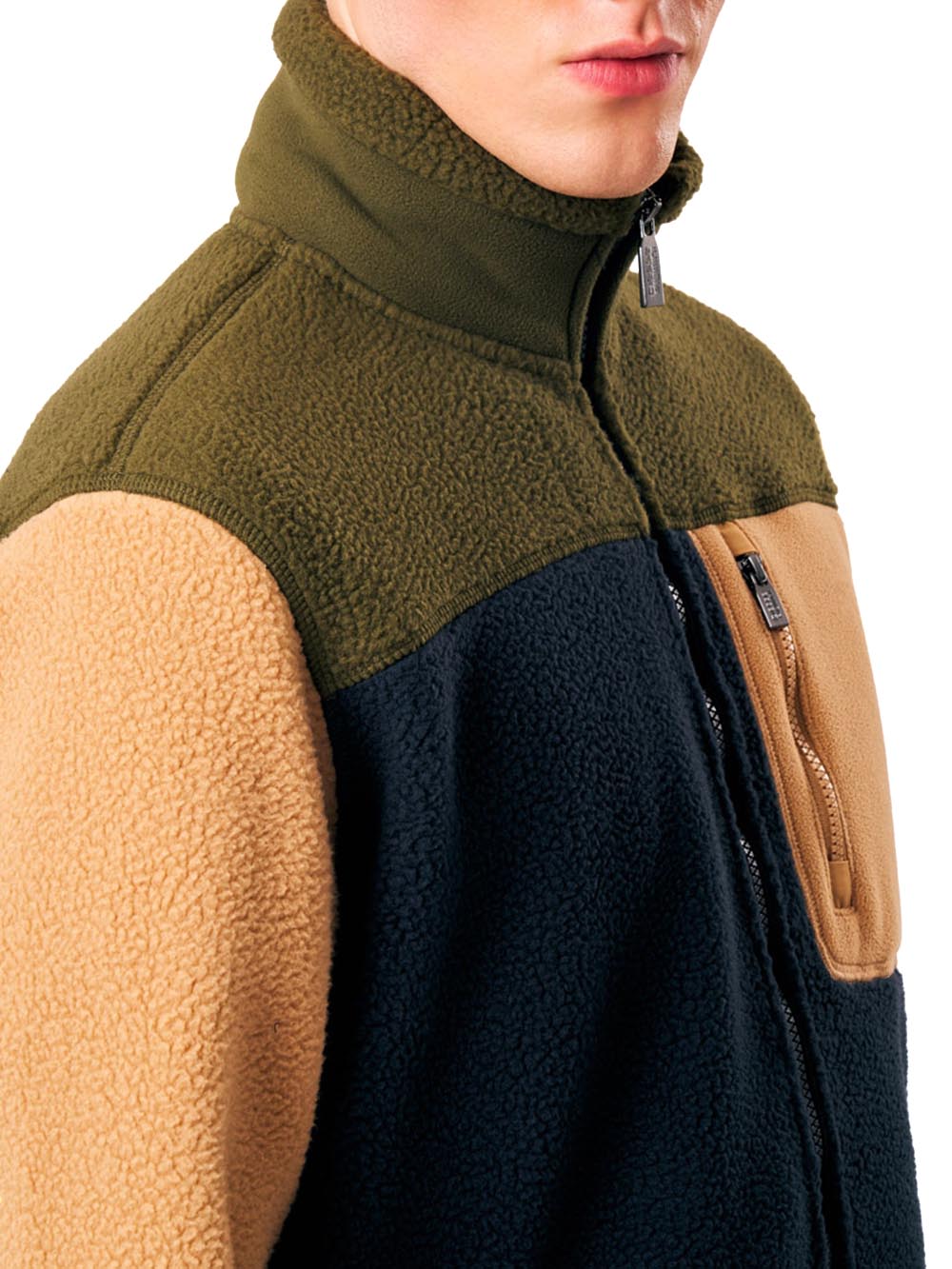LIONEL - TEDDY FULL-ZIP FLEECE JKT Ciesse Piumini Felpa Uomo 263cpmf28718 P9v3bx Blu/verde/beige
