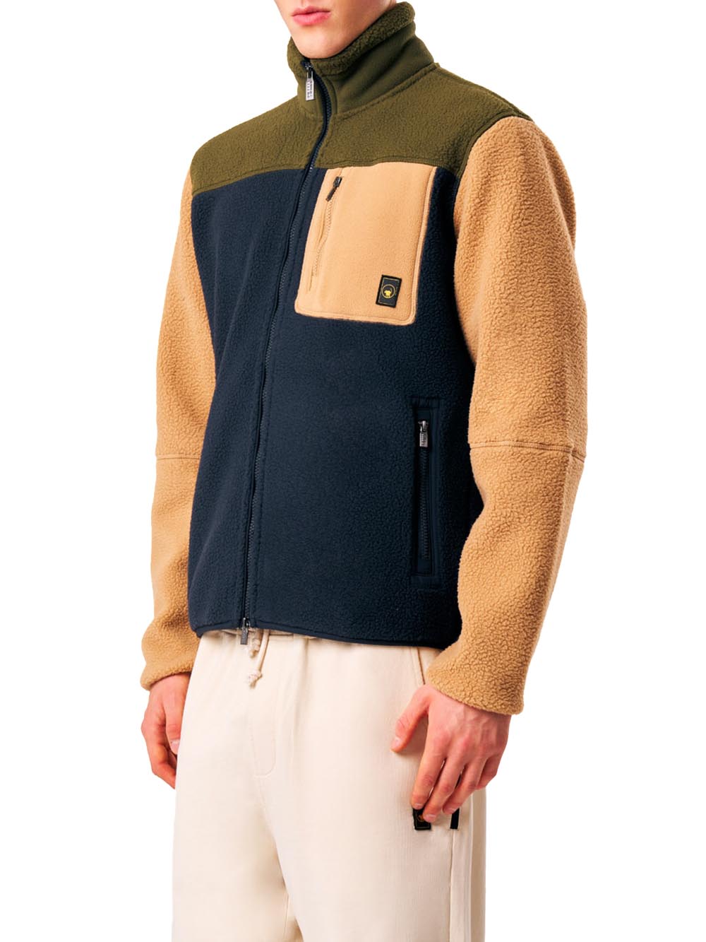 LIONEL - TEDDY FULL-ZIP FLEECE JKT Ciesse Piumini Felpa Uomo 263cpmf28718 P9v3bx Blu/verde/beige