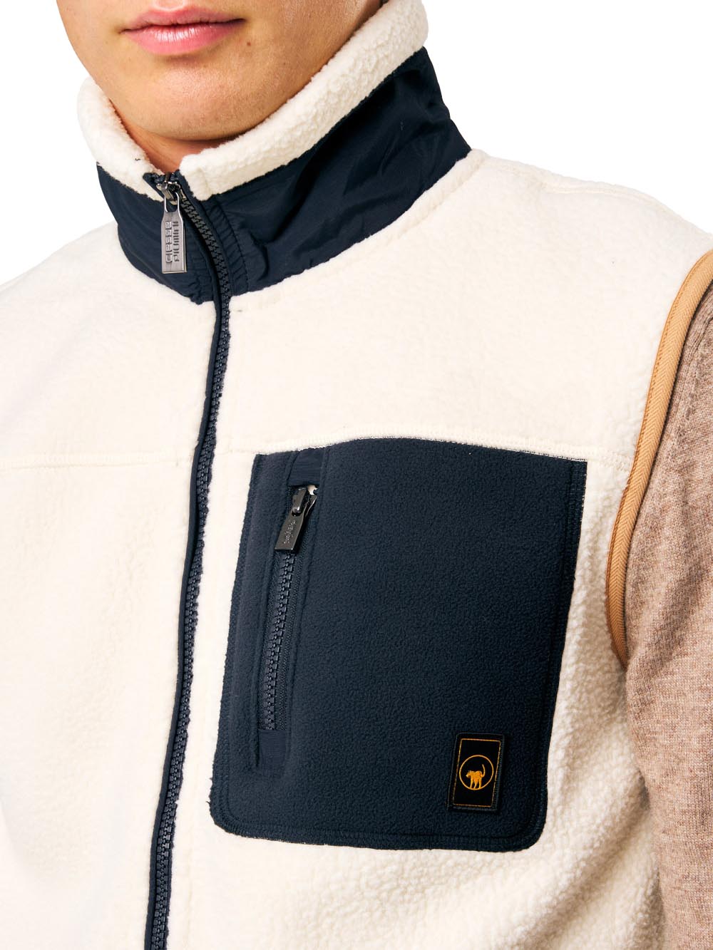 JULIO - VEST TEDDY FULL-ZIP FLEECE JKT Ciesse Piumini Smanicato Uomo 263cpmfv8717 P9v3bx Panna