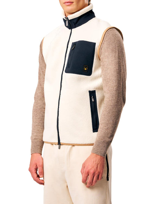 JULIO - VEST TEDDY FULL-ZIP FLEECE JKT Ciesse Piumini Smanicato Uomo 263cpmfv8717 P9v3bx Panna