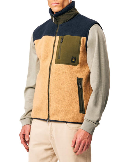 JULIO - VEST TEDDY FULL-ZIP FLEECE JKT Ciesse Piumini Smanicato Uomo 263cpmfv8717 P9v3bx Beige/blu/verde
