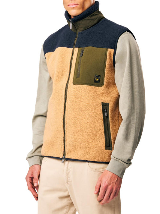 JULIO - VEST TEDDY FULL-ZIP FLEECE JKT Ciesse Piumini Smanicato Uomo 263cpmfv8717 P9v3bx Beige/blu/verde