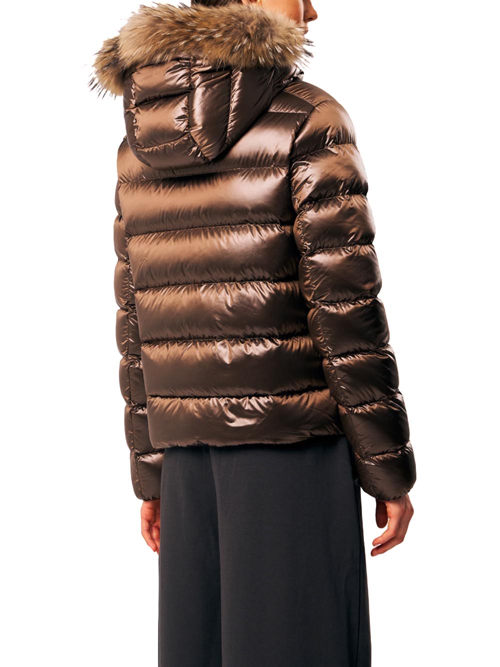 LIA real fur- HOODED DOWN JACKET WITH DETACHABLE F Ciesse Piumini Giubbino Donna 263pcwj03213 R N3o11d Marrone