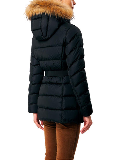 ROSALIA real fur - HOODED DOWN JKT WITH BELT AND D Ciesse Piumini Giubbino Donna 263pcwj03214 R N8r11d Nero