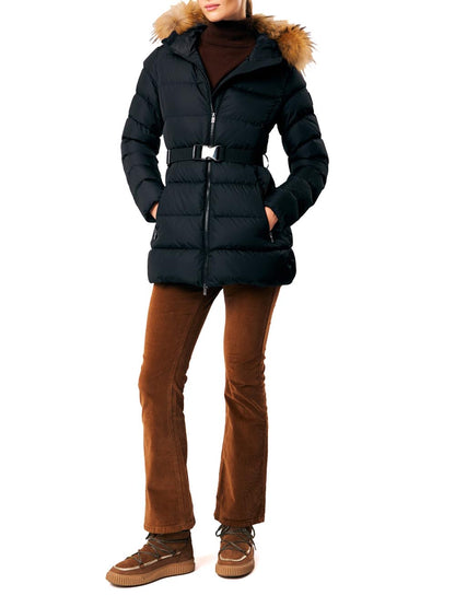 ROSALIA real fur - HOODED DOWN JKT WITH BELT AND D Ciesse Piumini Giubbino Donna 263pcwj03214 R N8r11d Nero