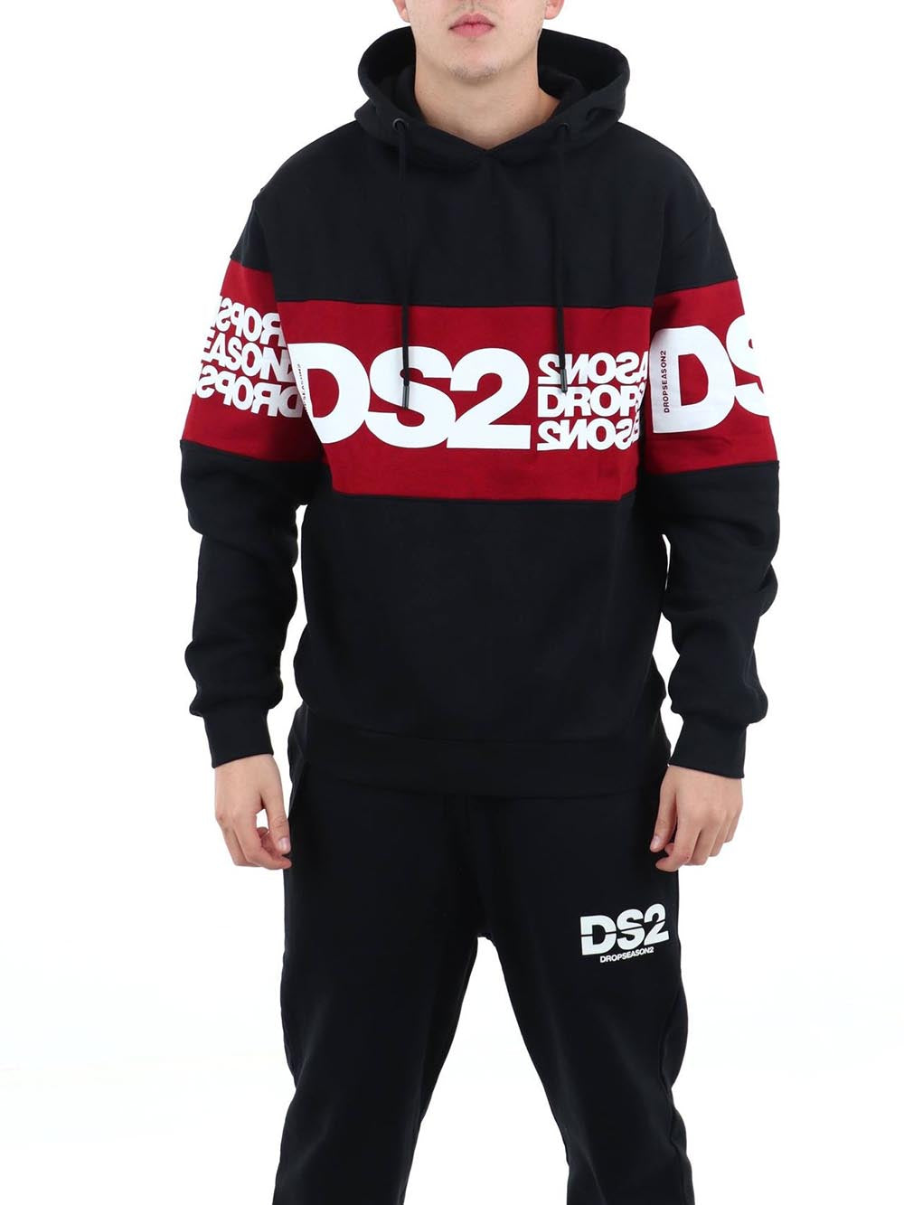Ds2 Felpa Uomo F62a368 Nero bordeaux