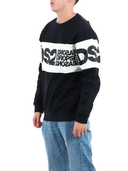girocollo logata Ds2 Felpa Uomo F62a371 Nero bianco