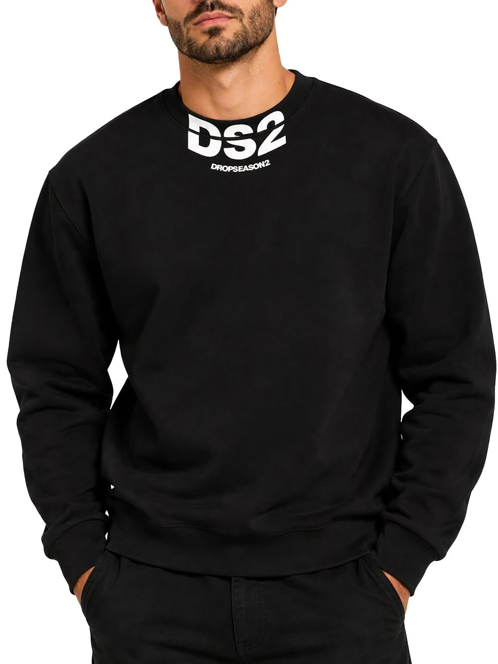 girocollo logata Ds2 Felpa Uomo F62a387 Nero