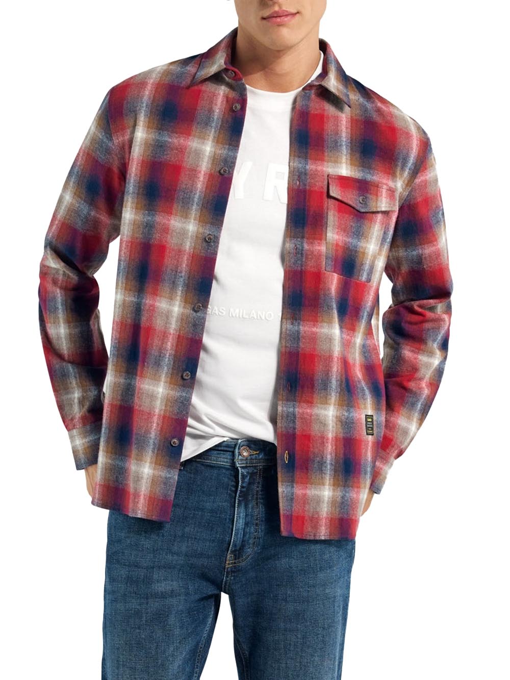 riviera cf pocket check cotton Gas Camicia Uomo B2017 03 15 1467 Blu rosso