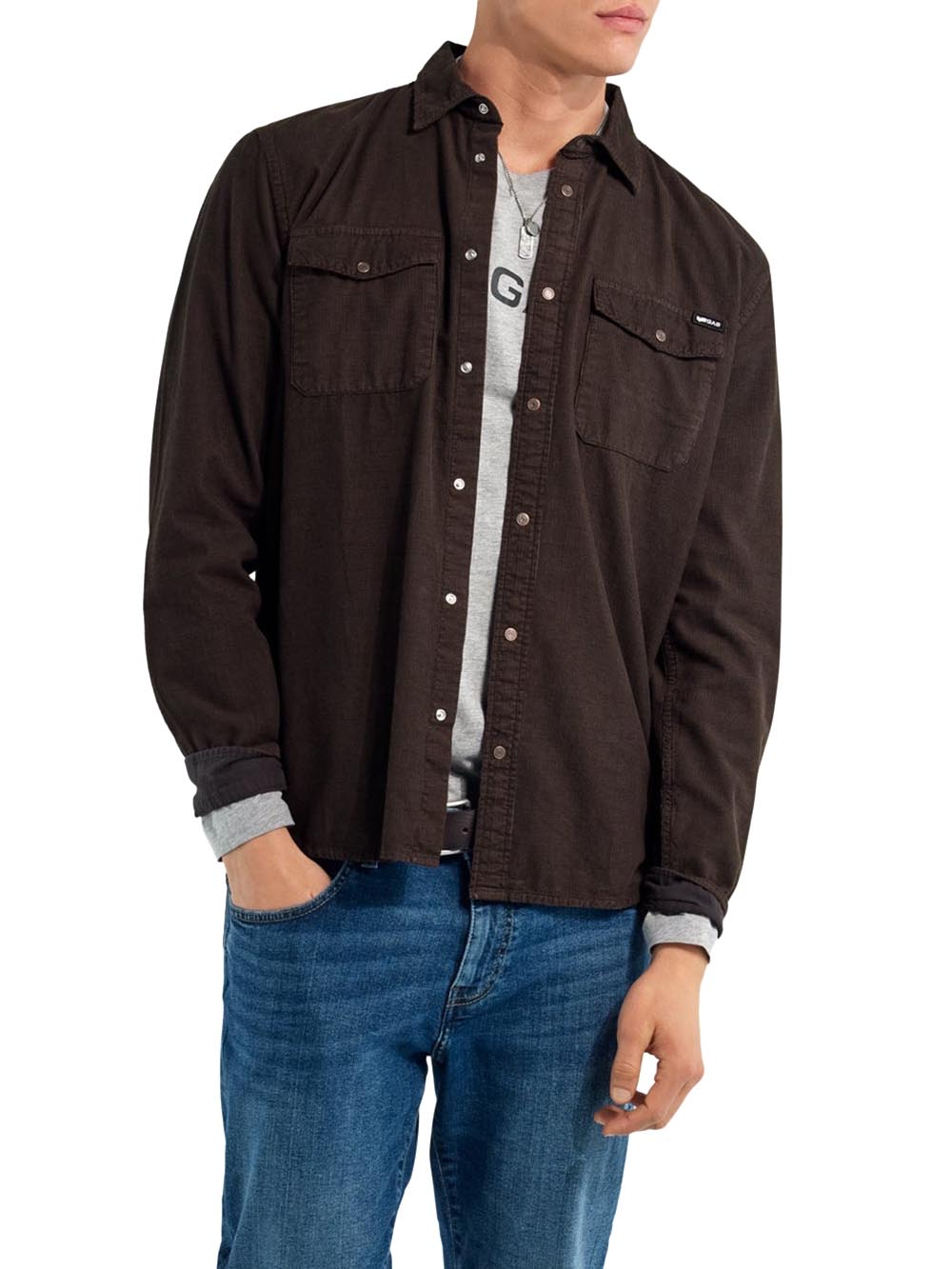 kin/r 2 pkt Gas Camicia Uomo B2023 03 15 1466 Marrone