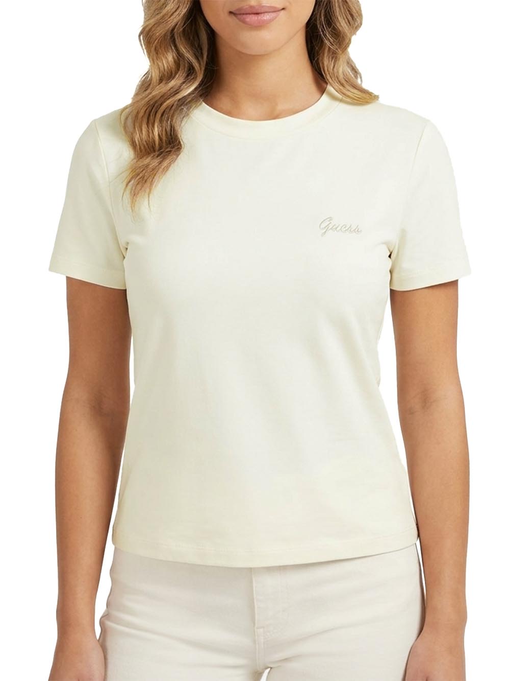 CHARA SS TEE Guess T-shirt Donna V6yi02 K4259 Panna