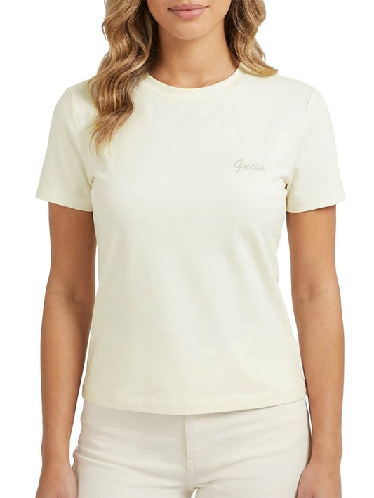 CHARA SS TEE Guess T-shirt Donna V6yi02 K4259 Panna
