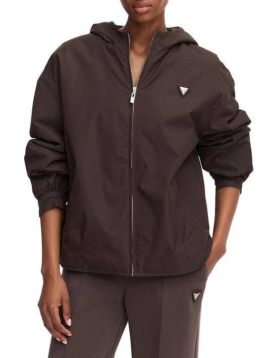 OLYMPE ZIPPED HOODIE JACKET Guess Giubbino Donna V6yl11 W2871 Marrone