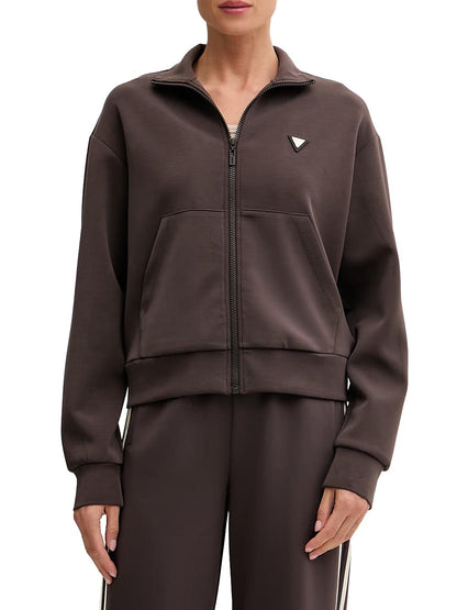 OLYMPE HIGH NECK FULL ZIP SWEA Guess Felpa Donna V6yq17 K4313 Marrone