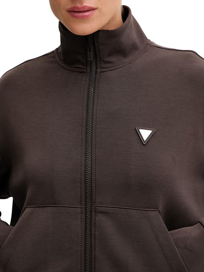 OLYMPE HIGH NECK FULL ZIP SWEA Guess Felpa Donna V6yq17 K4313 Marrone