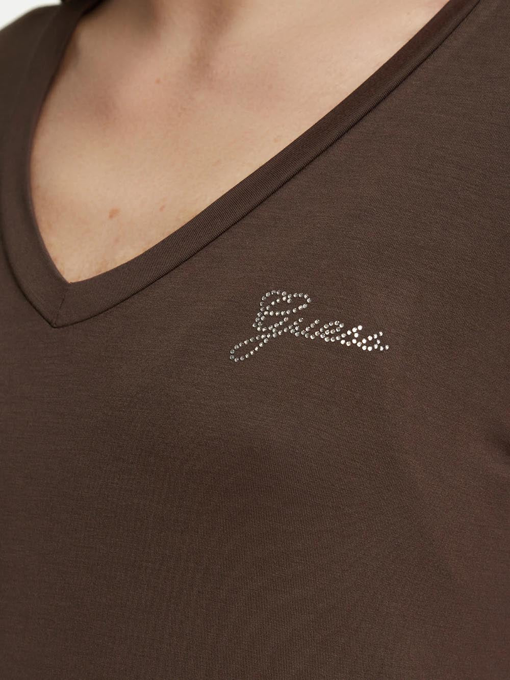 NEW LS VN MINI LOGO TEE Guess T-shirt Donna W6bi56 K6890 Marrone
